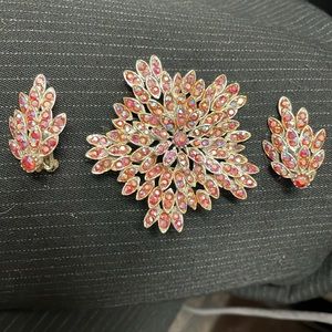 Vintage Austrian crystal earrings & brooch